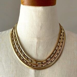 ANNE KLEIN 5 strand gold-tone crystal Chocker necklace with extender snake chain